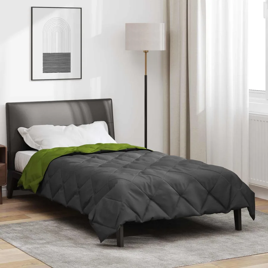 Duvet d'été simple Vert et Anthracite 200 x 155 cm Microfibre