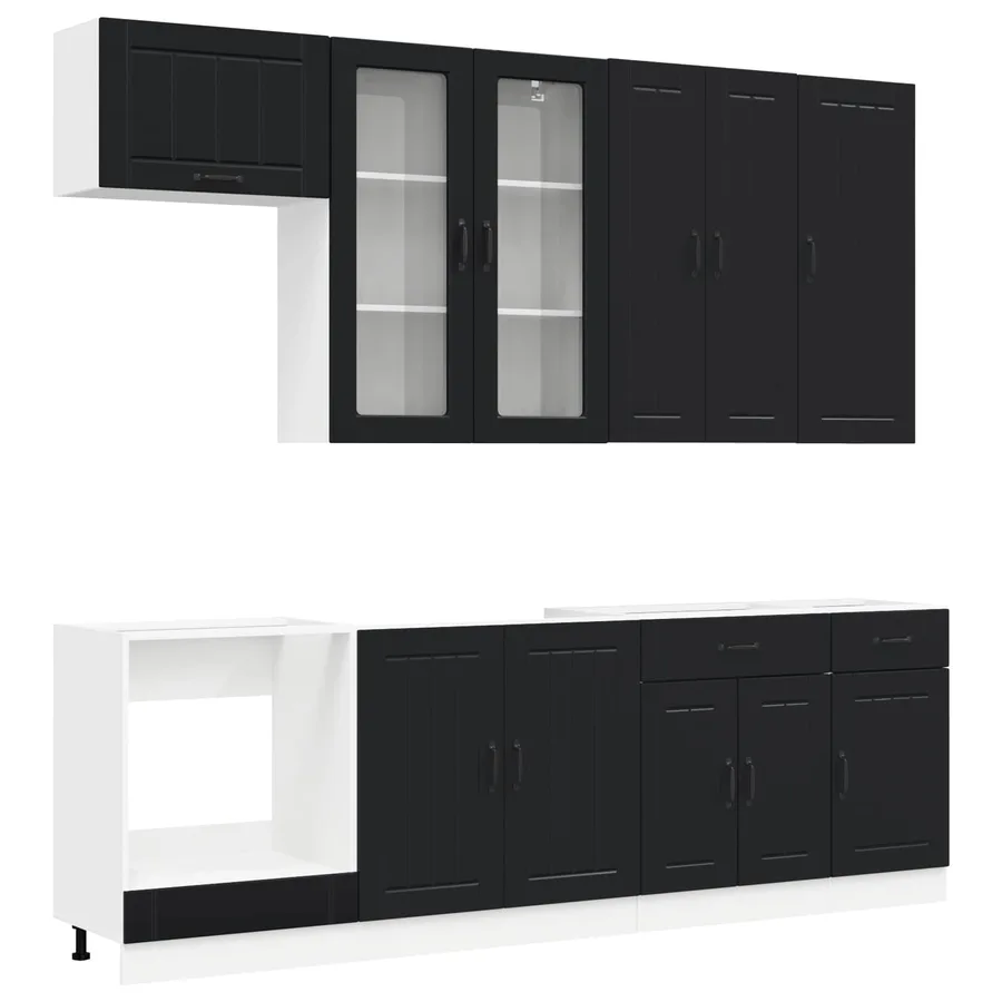 Unité de cuisine LUCCA 8 pcs Noir Bois d'ingénierie - 2