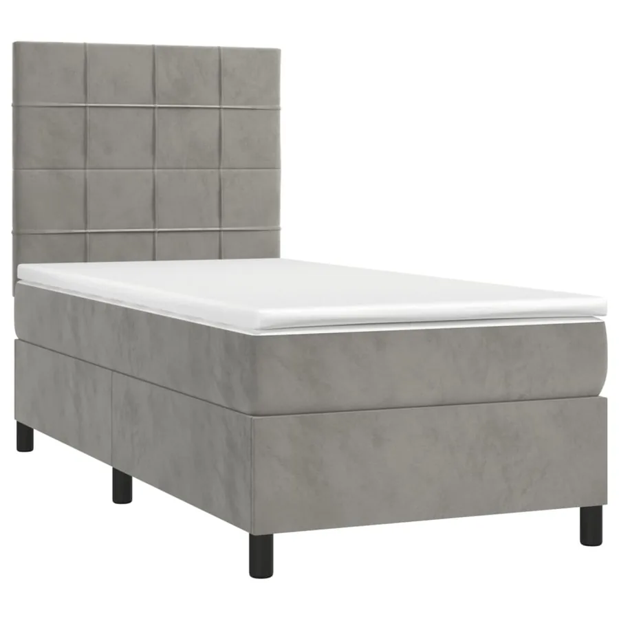 Sommier à lattes de lit matelas et LED Gris clair 100x200 cm - 3
