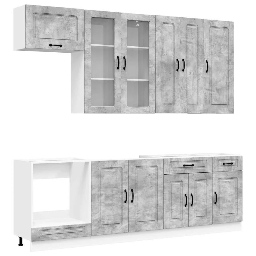 Unité de cuisine KALMAR 8 pcs Gris béton Bois d'ingénierie - 2