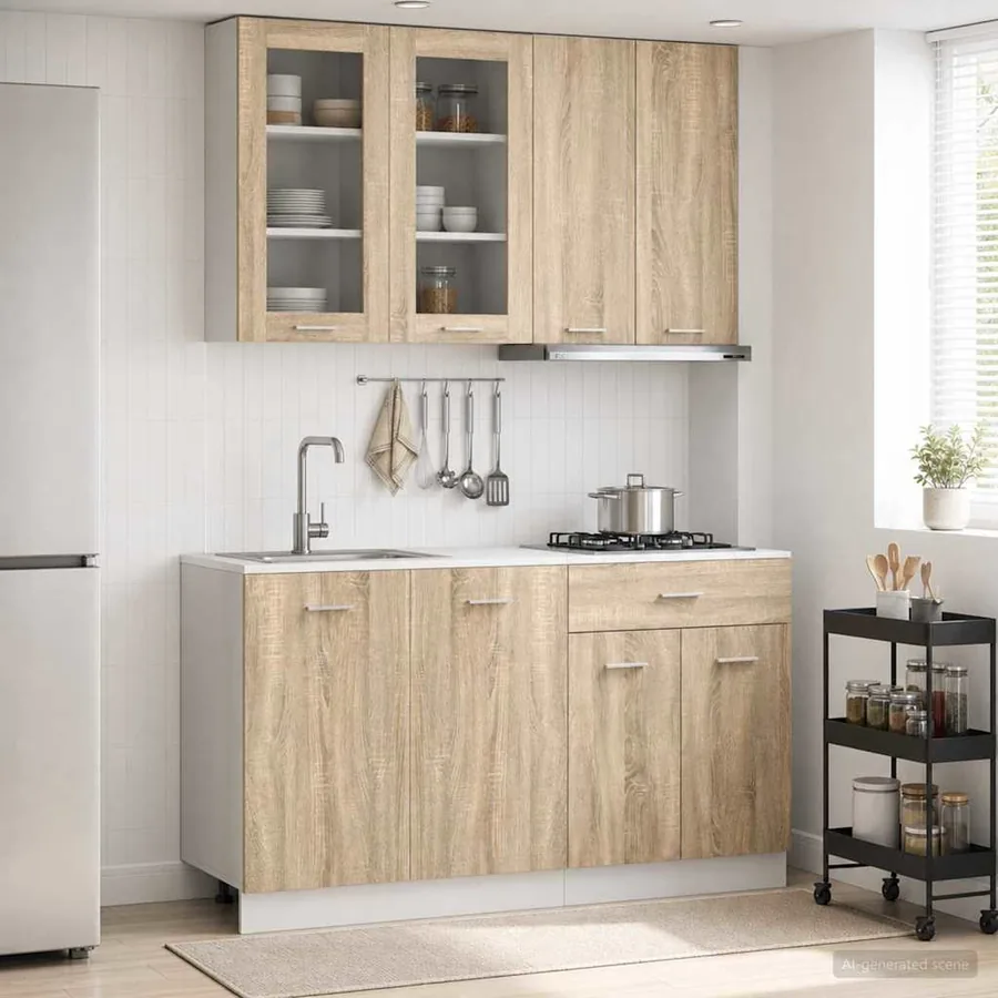 Unité de cuisine LYON 4 pcs Chêne Sonoma Bois d'ingénierie