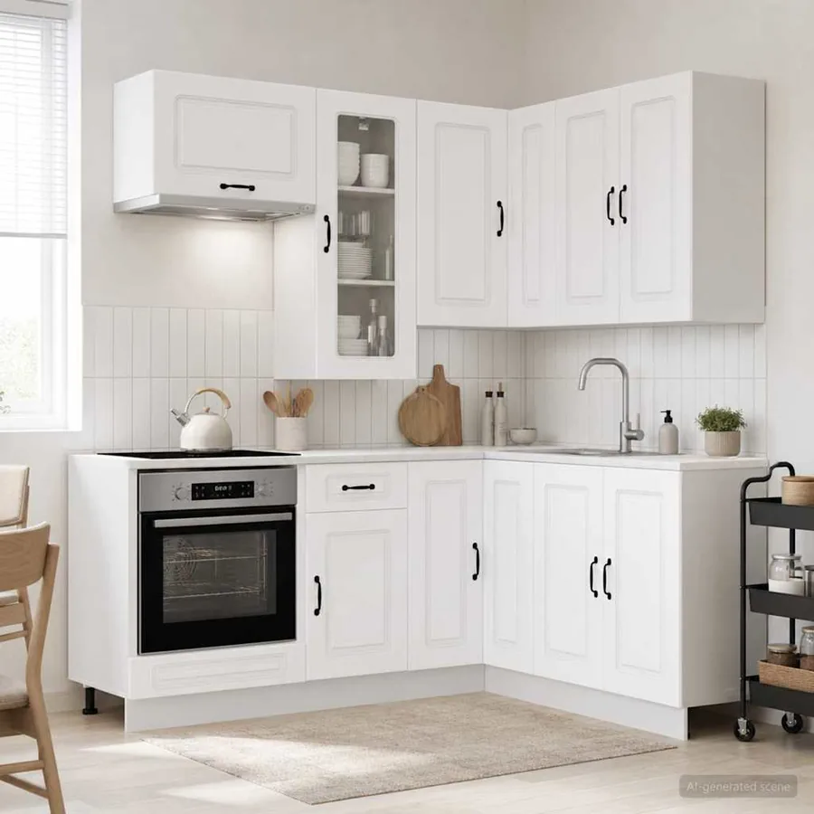 Unité de cuisine KALMAR 8 pcs Blanc Bois d'ingénierie