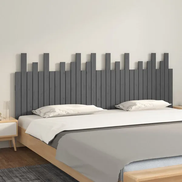 Tête de lit murale Gris 204x3x80 cm Bois massif de pin