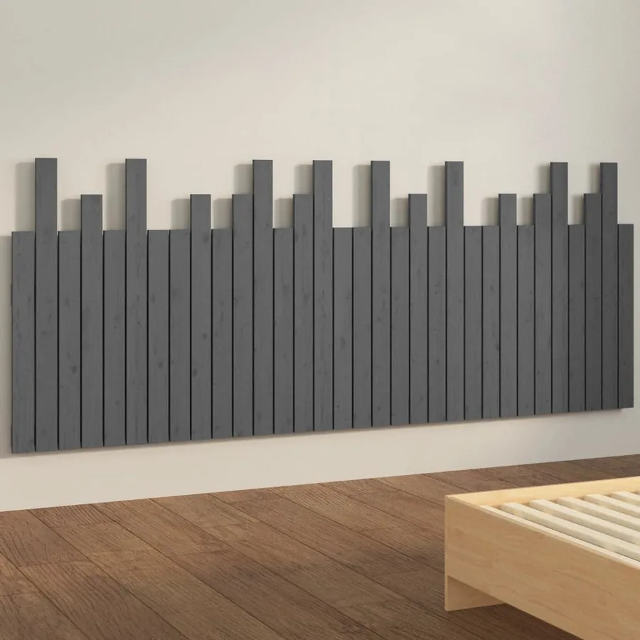 Tête de lit murale Gris 204x3x80 cm Bois massif de pin - 4