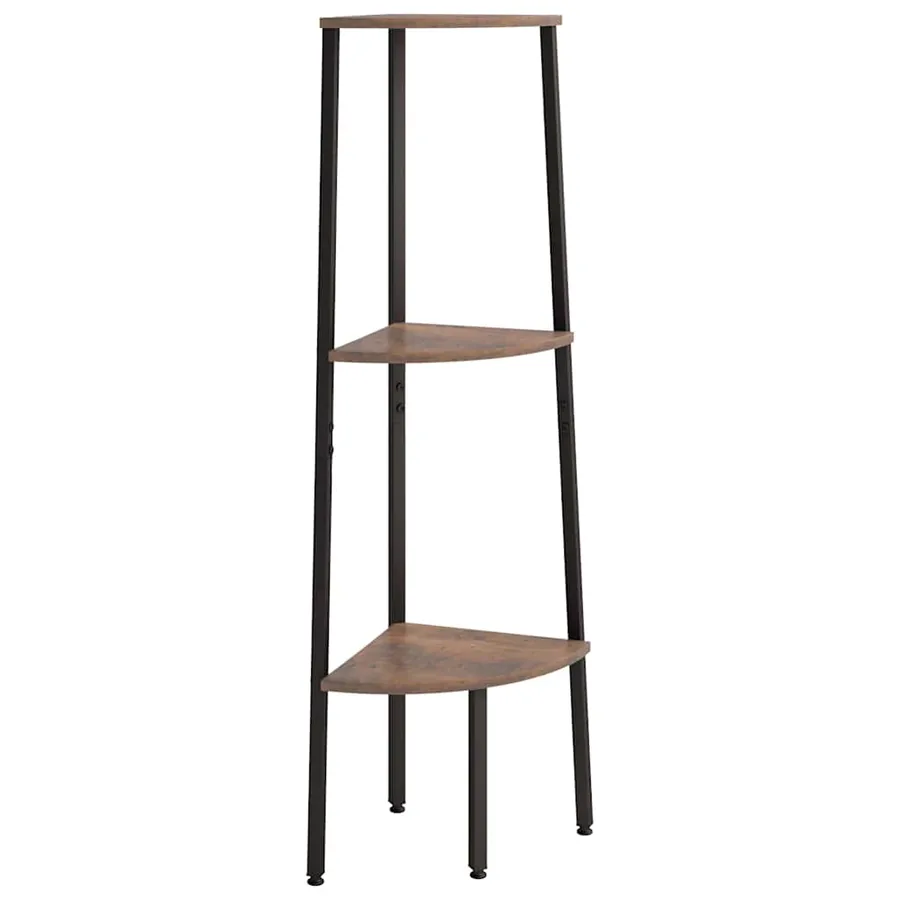 Étagère d'angle 3 niveaux Marron foncé et noir 45,5x31,5x120 cm - 2