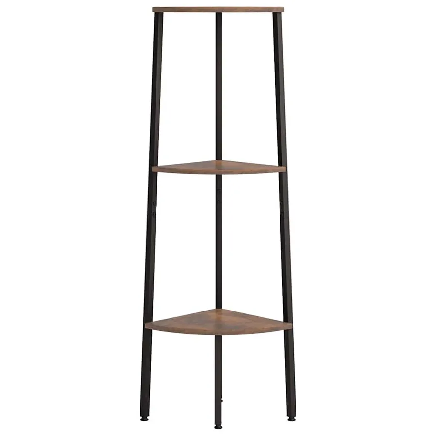 Étagère d'angle 3 niveaux Marron foncé et noir 45,5x31,5x120 cm - 3