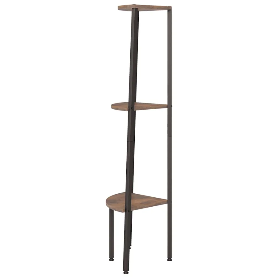 Étagère d'angle 3 niveaux Marron foncé et noir 45,5x31,5x120 cm - 4