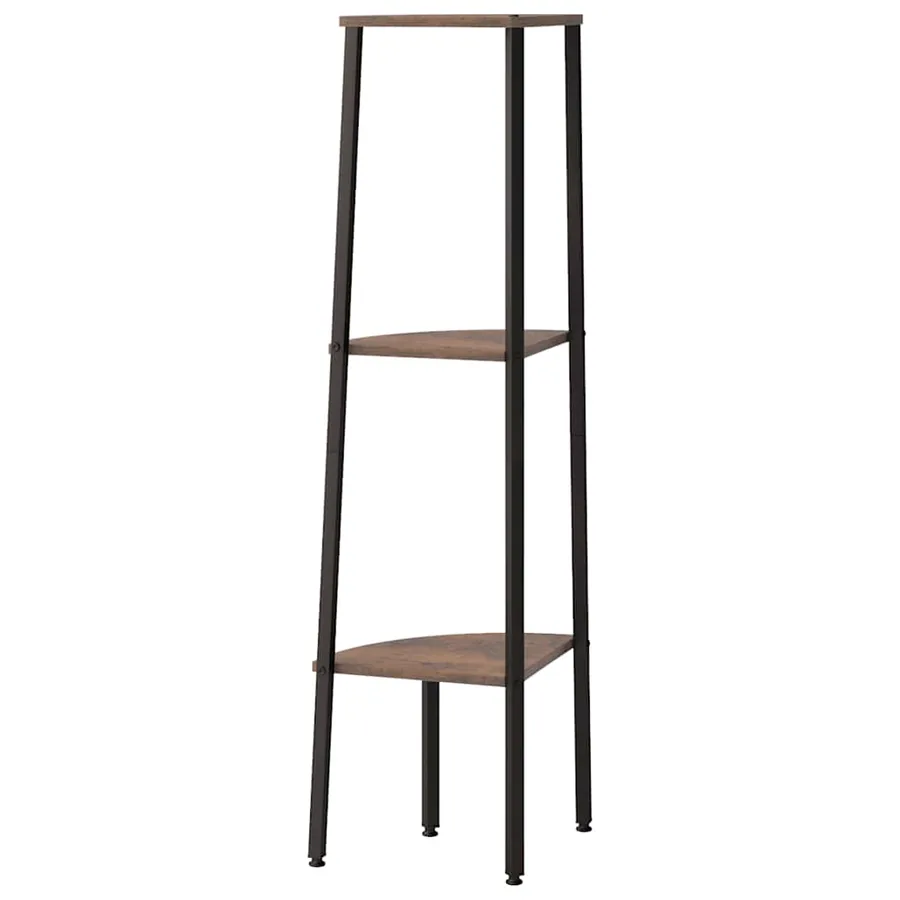 Étagère d'angle 3 niveaux Marron foncé et noir 45,5x31,5x120 cm - 5
