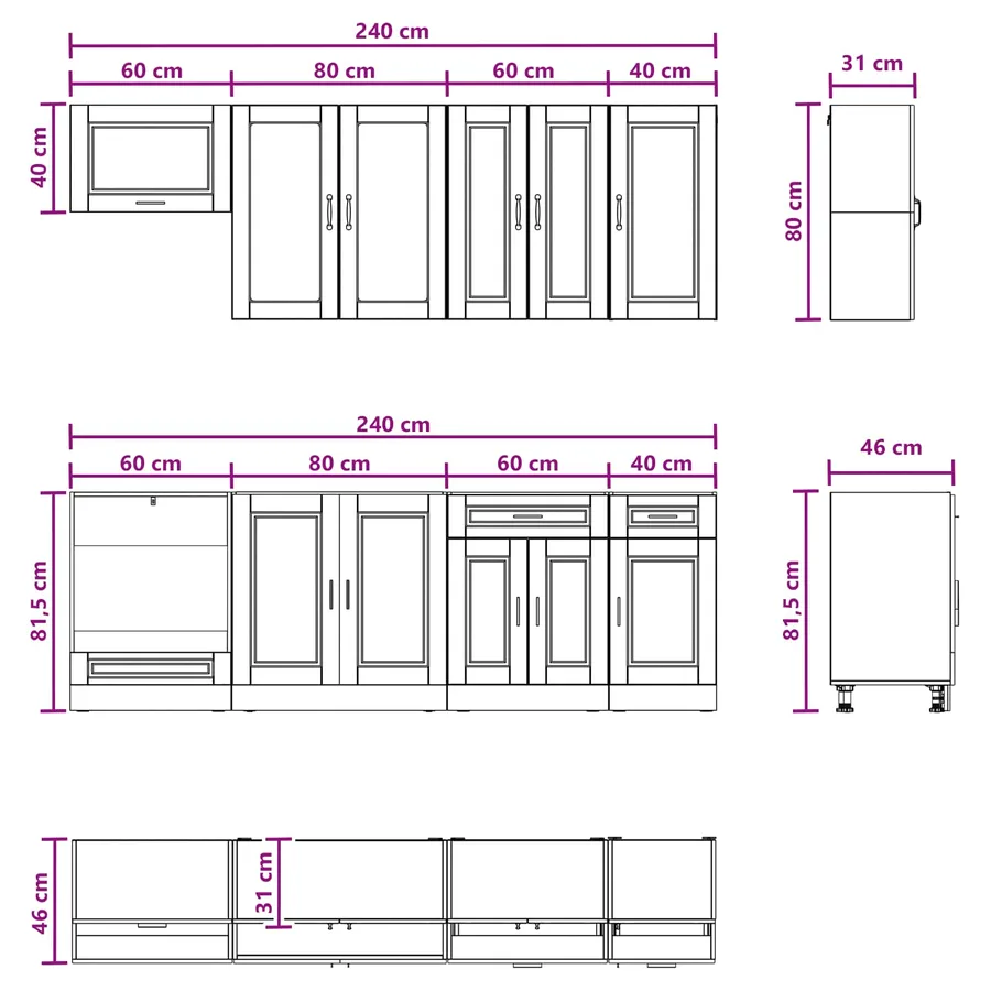 Unité de cuisine PORTO 8 pcs Chêne artisanal Bois d'ingénierie - 9