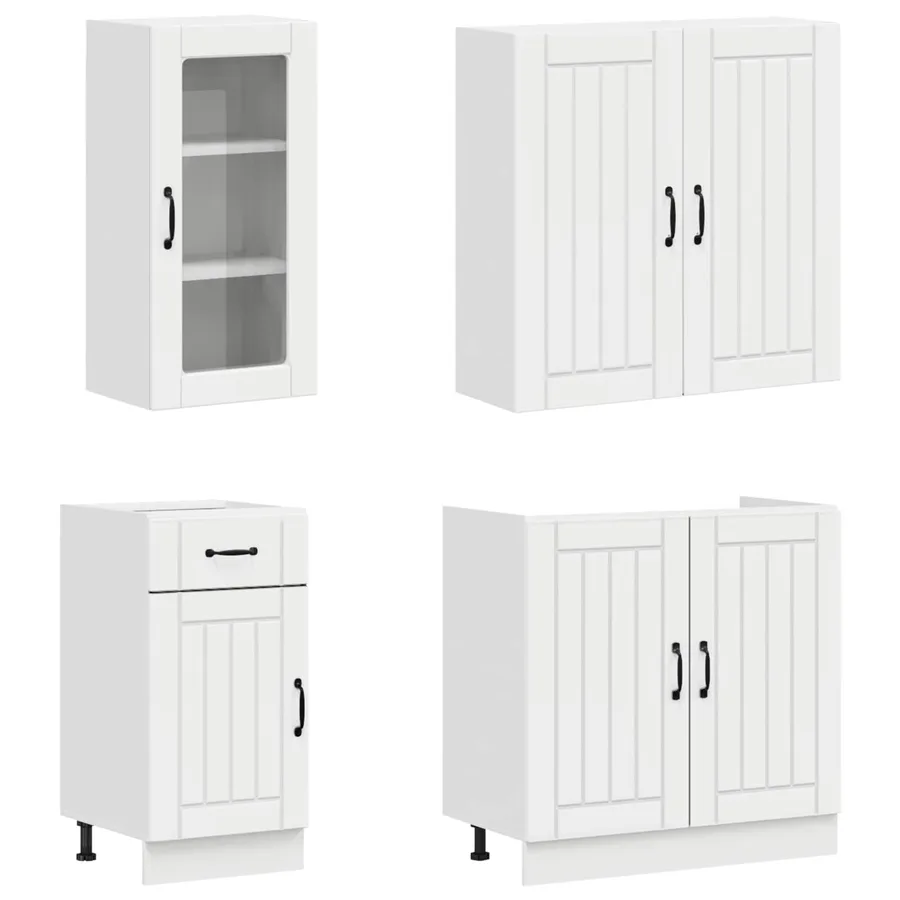 Unité de cuisine LUCCA 8 pcs Blanc brillant Bois d'ingénierie - 3
