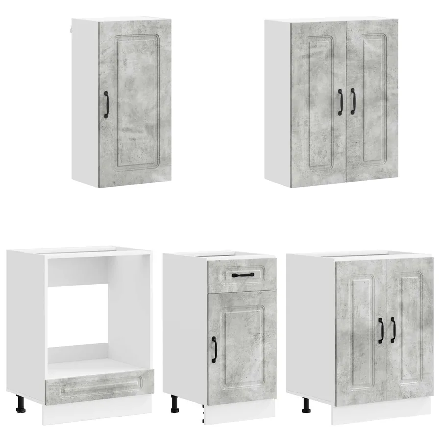 Unité de cuisine KALMAR 5 pcs Gris béton Bois d'ingénierie - 3