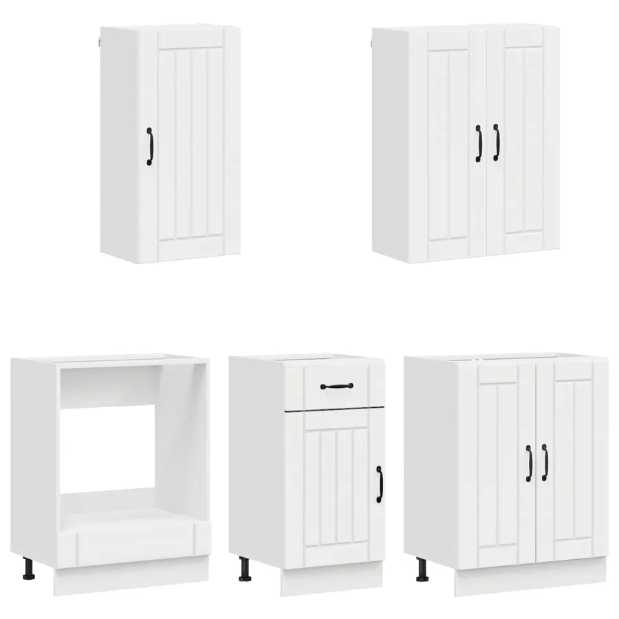 Unité de cuisine LUCCA 5 pcs Blanc brillant Bois d'ingénierie - 3