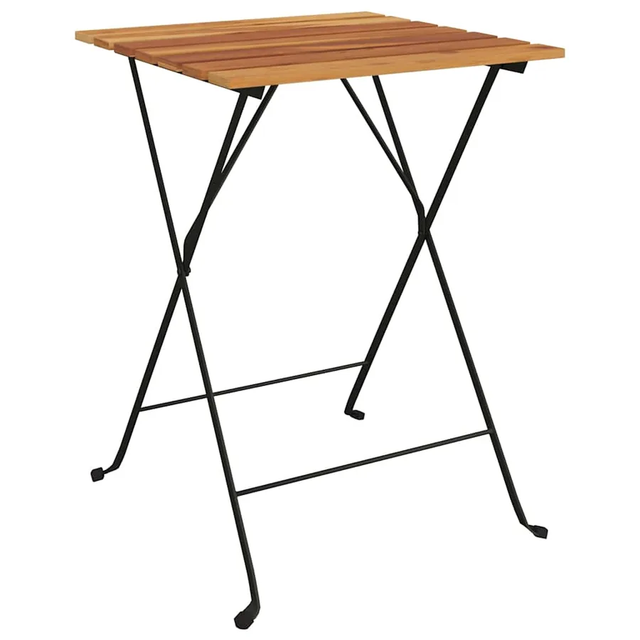 Ensemble de bistro pliable 3 pcs Bois de teck massif et acier - 5