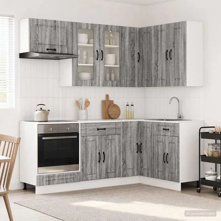 Unité de cuisine KALMAR 8 pcs Sonoma gris Bois d'ingénierie