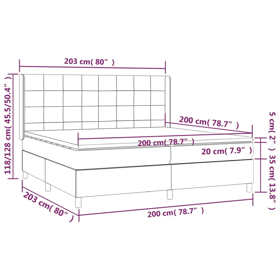 Sommier à lattes de lit et matelas Gris clair 200x200cm Velours - 7