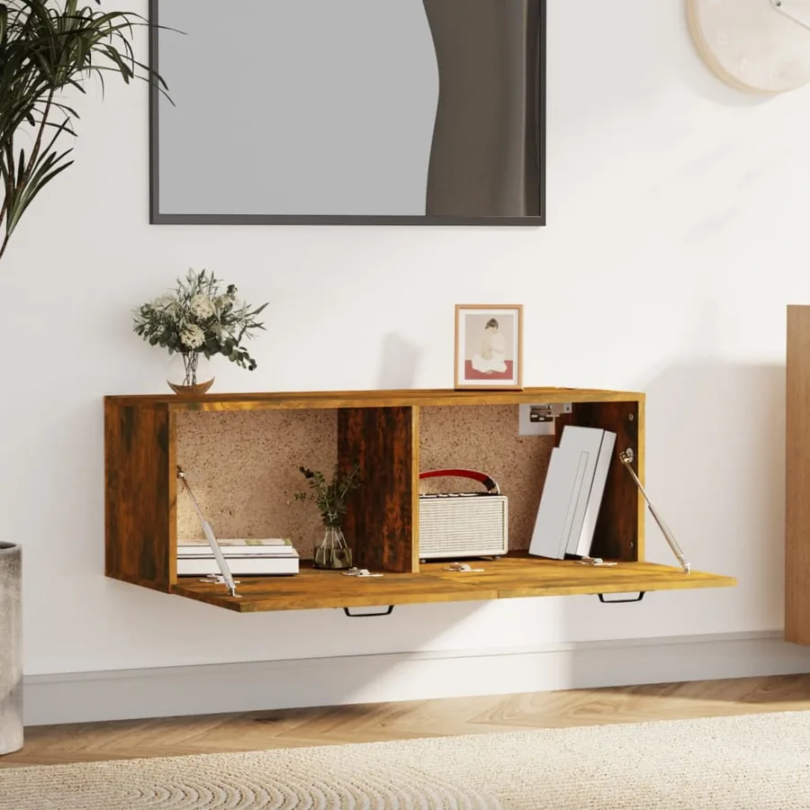 Armoire murale Chêne fumé 100x36,5x35 cm Bois d'ingénierie - 3