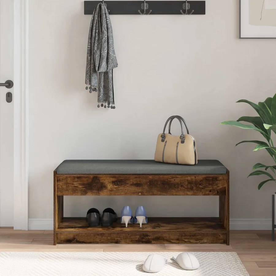 Banc d'entrée avec coussin Chêne Fumé 103 x 38 x 45 cm - 4