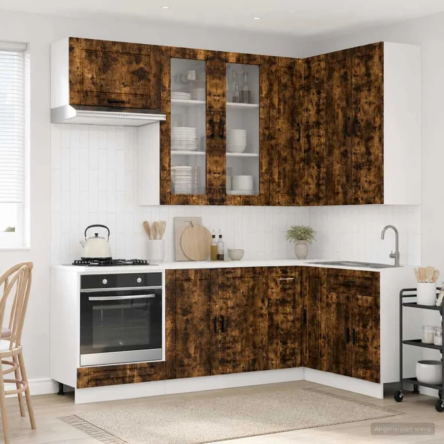 Unité de cuisine PORTO 8 pcs Chêne fumé Bois d'ingénierie