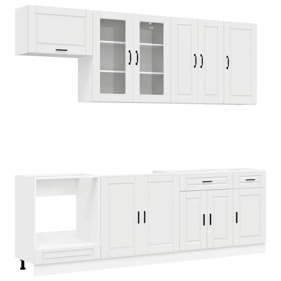 Unité de cuisine PORTO 8 pcs Blanc brillant Bois d'ingénierie - 2