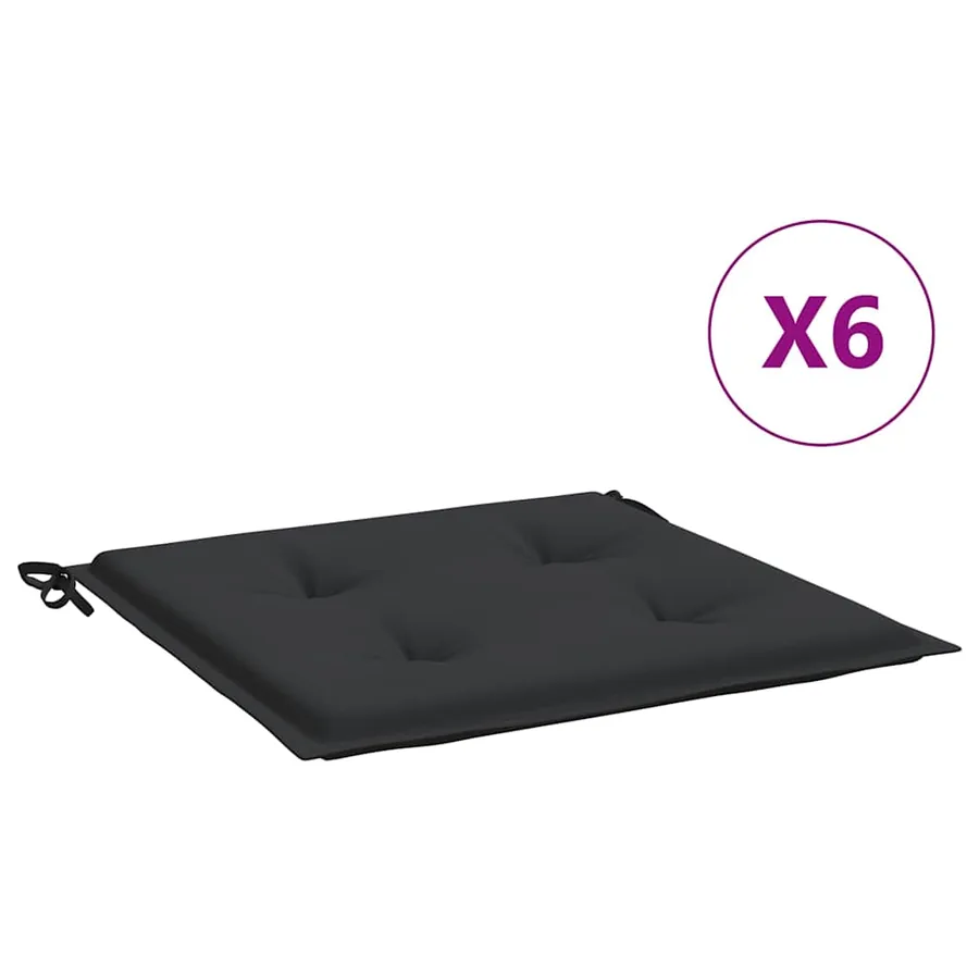 Coussins de chaise jardin lot de 6 noir 40x40x4 cm tissu oxford - 2