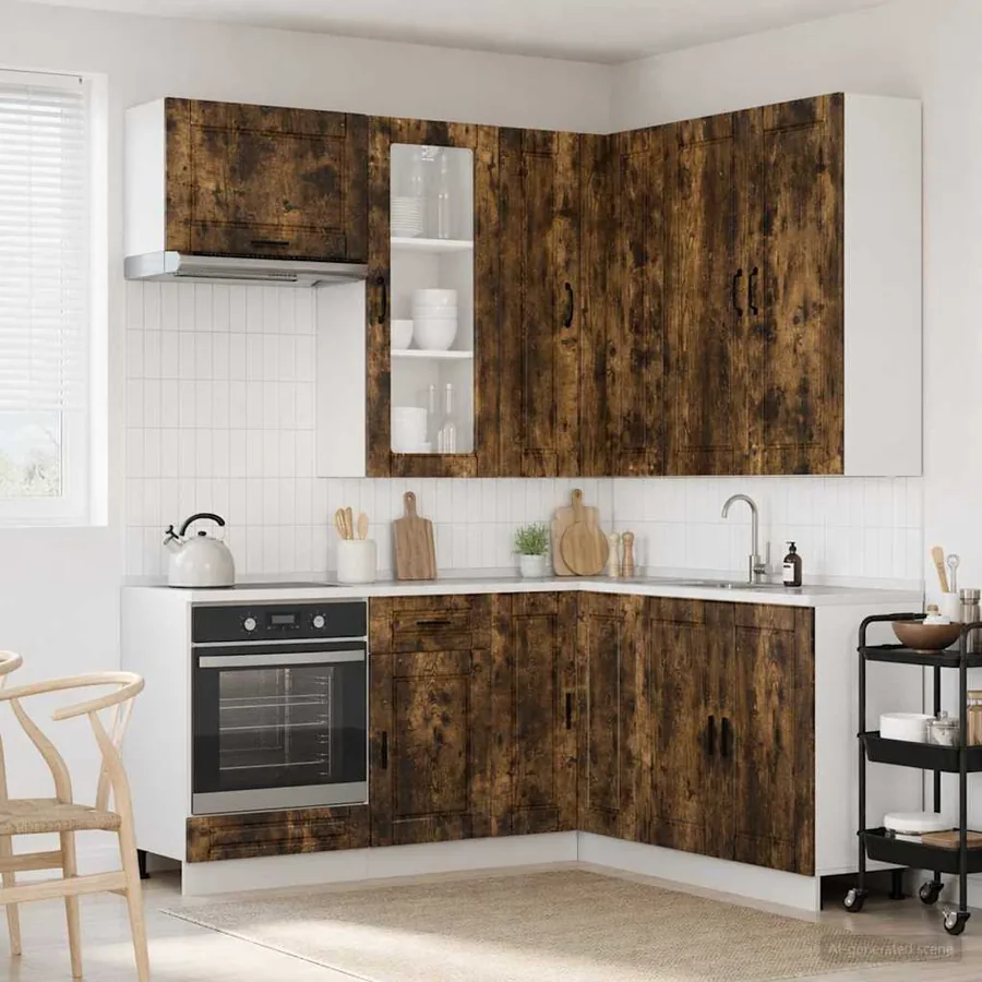 Unité de cuisine PORTO 8 pcs Chêne fumé Bois d'ingénierie
