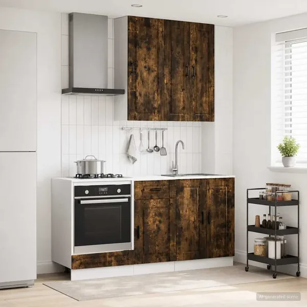 Unité de cuisine PORTO 5 pcs Chêne fumé Bois d'ingénierie