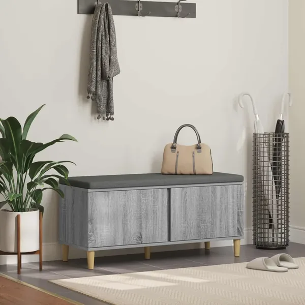 Banc d'entrée avec coussin Gris Sonoma 100 x 38 x 46 cm