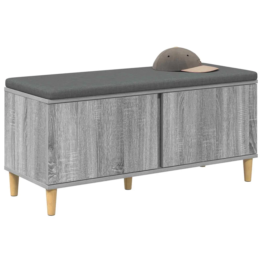Banc d'entrée avec coussin Gris Sonoma 100 x 38 x 46 cm - 3