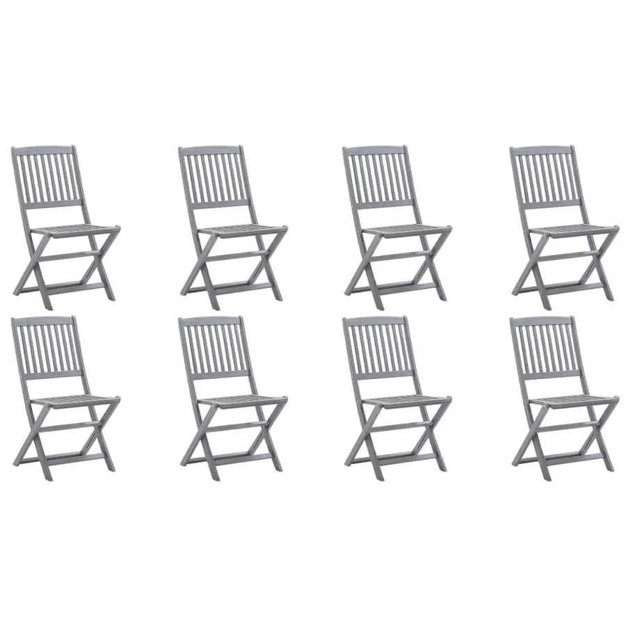 Chaises pliables d'extérieur lot de 8 et coussins Bois d'acacia - 2