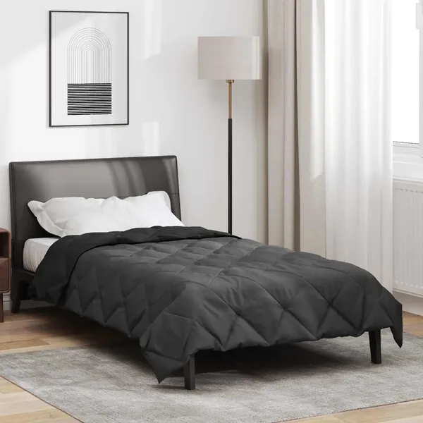 Duvet d'été simple Noir et anthracite 220 x 140 cm Microfibre