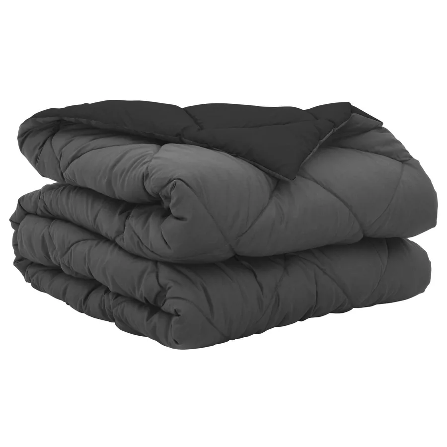 Duvet d'été simple Noir et anthracite 220 x 140 cm Microfibre - 2