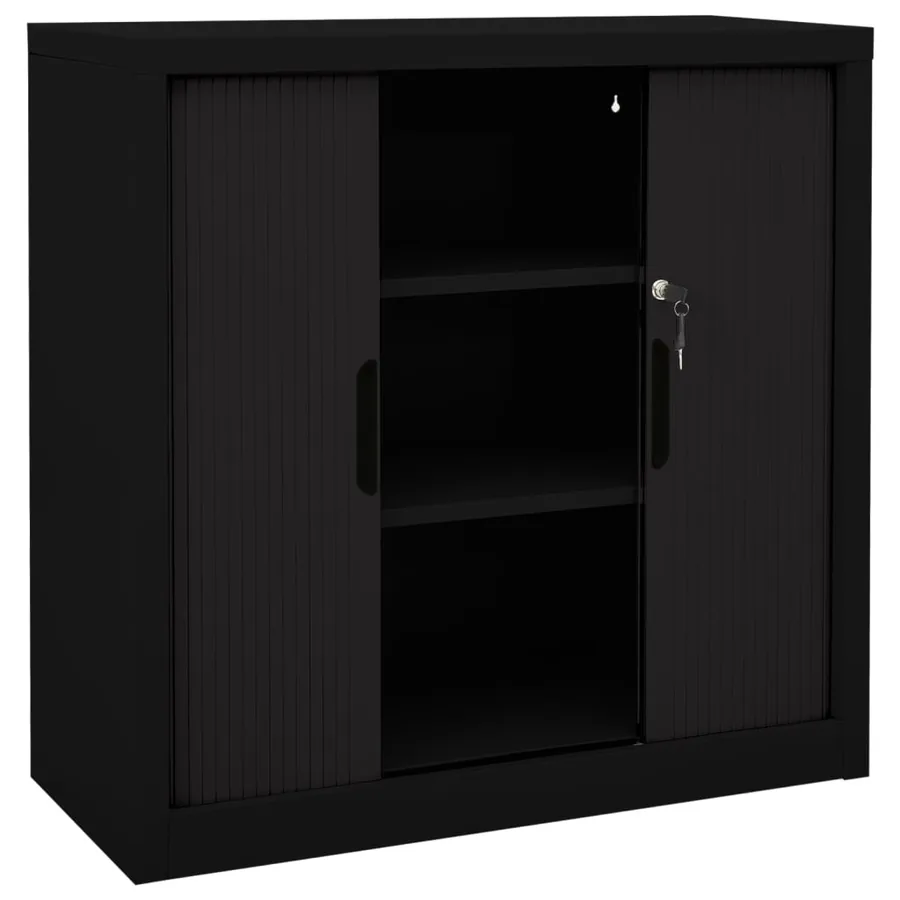 Armoire à portes coulissantes Noir 90x40x90 cm Acier - 5
