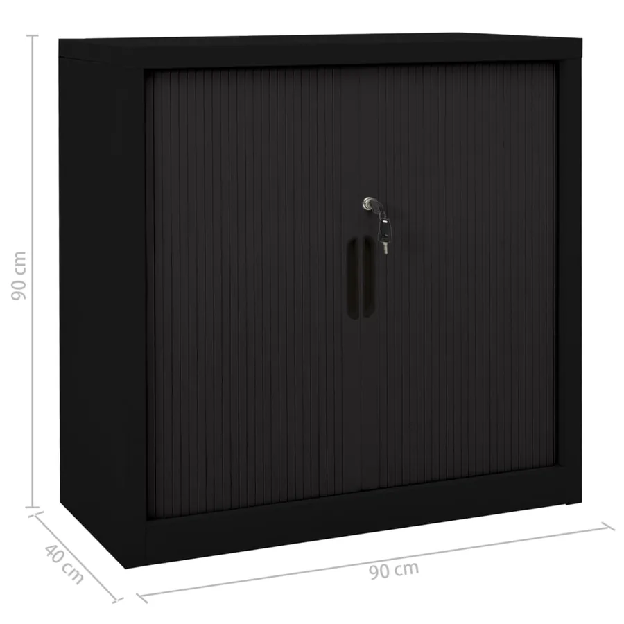 Armoire à portes coulissantes Noir 90x40x90 cm Acier - 9