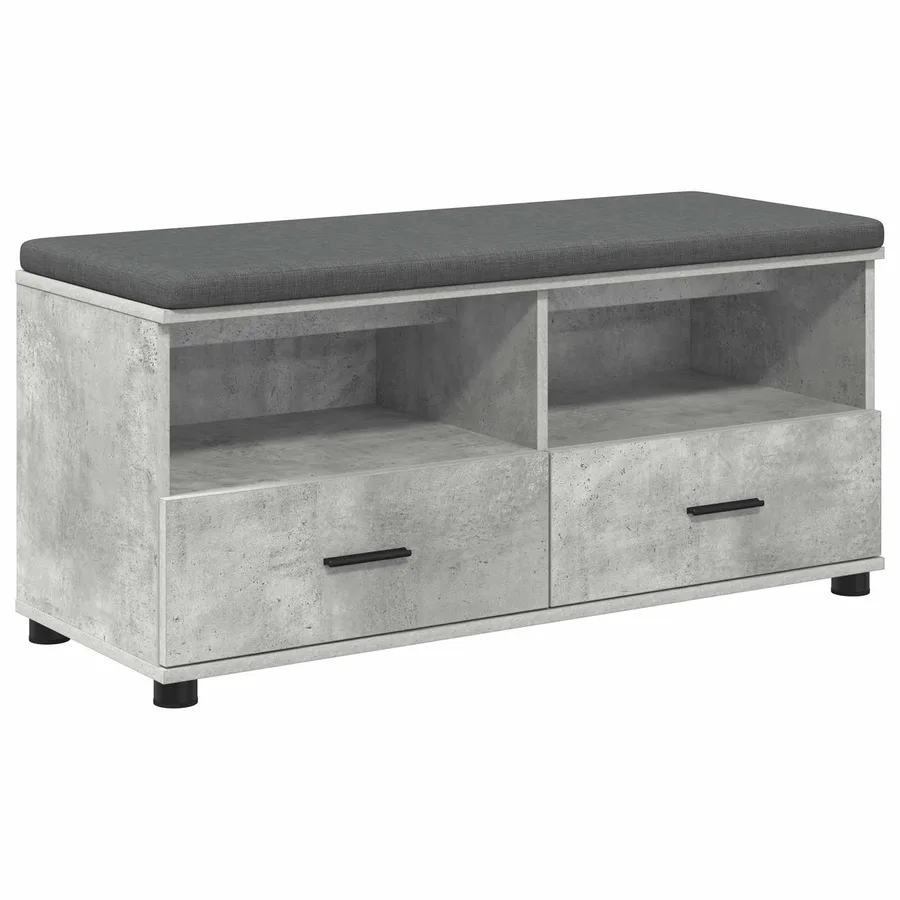 Banc d'entrée avec coussin Gris Béton 100 x 38 x 46 cm - 2
