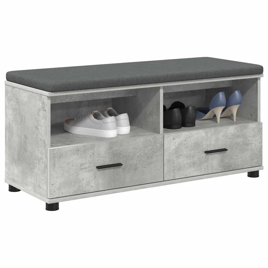 Banc d'entrée avec coussin Gris Béton 100 x 38 x 46 cm - 3