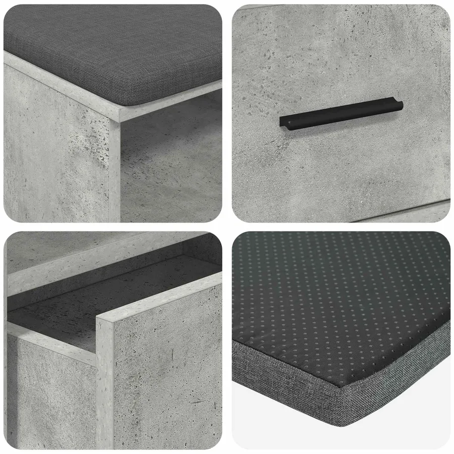 Banc d'entrée avec coussin Gris Béton 100 x 38 x 46 cm - 9