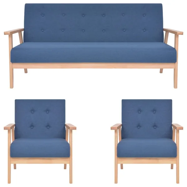 Ensemble de canapés 3 pcs Tissu Bleu
