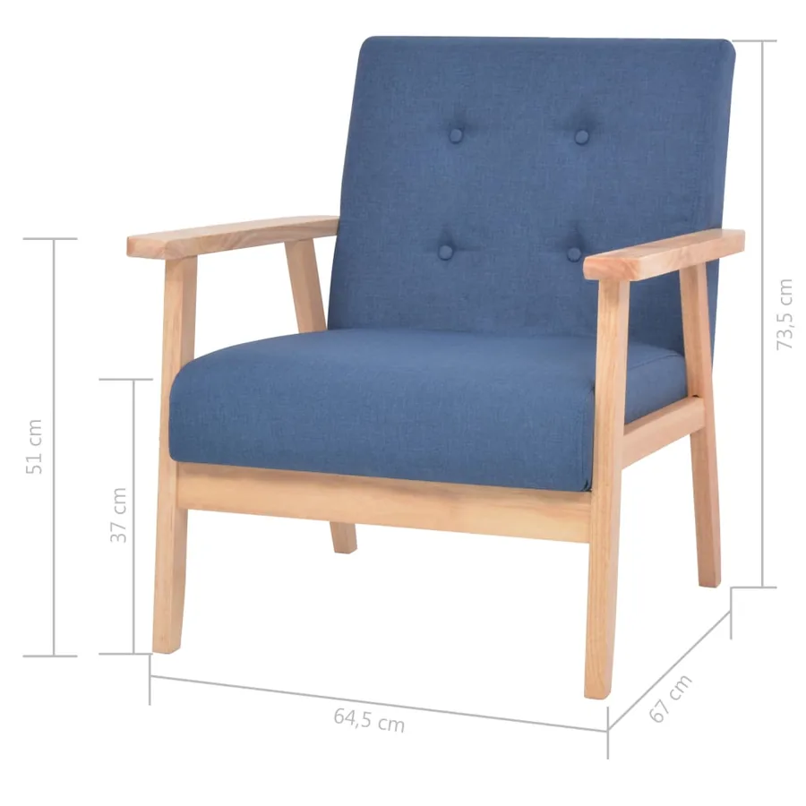 Ensemble de canapés 3 pcs Tissu Bleu - 12