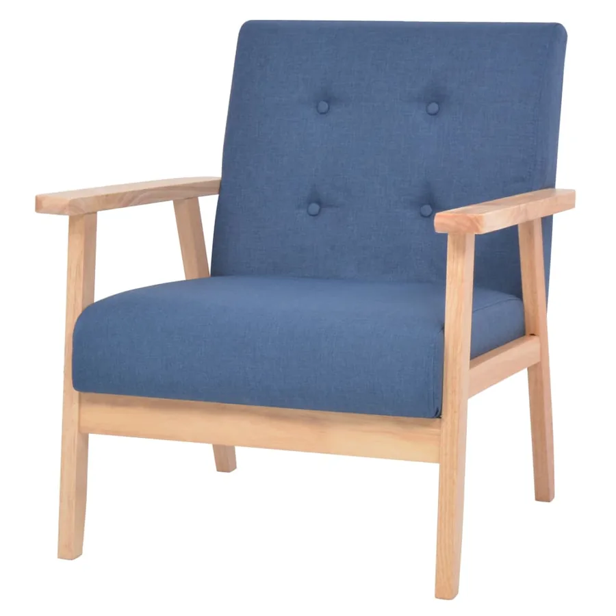 Ensemble de canapés 3 pcs Tissu Bleu - 5