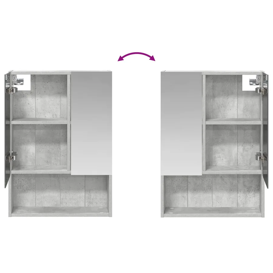 Armoire Miroir de Salle de Bain Gris béton 50 x 14,5 x 70 cm - 10
