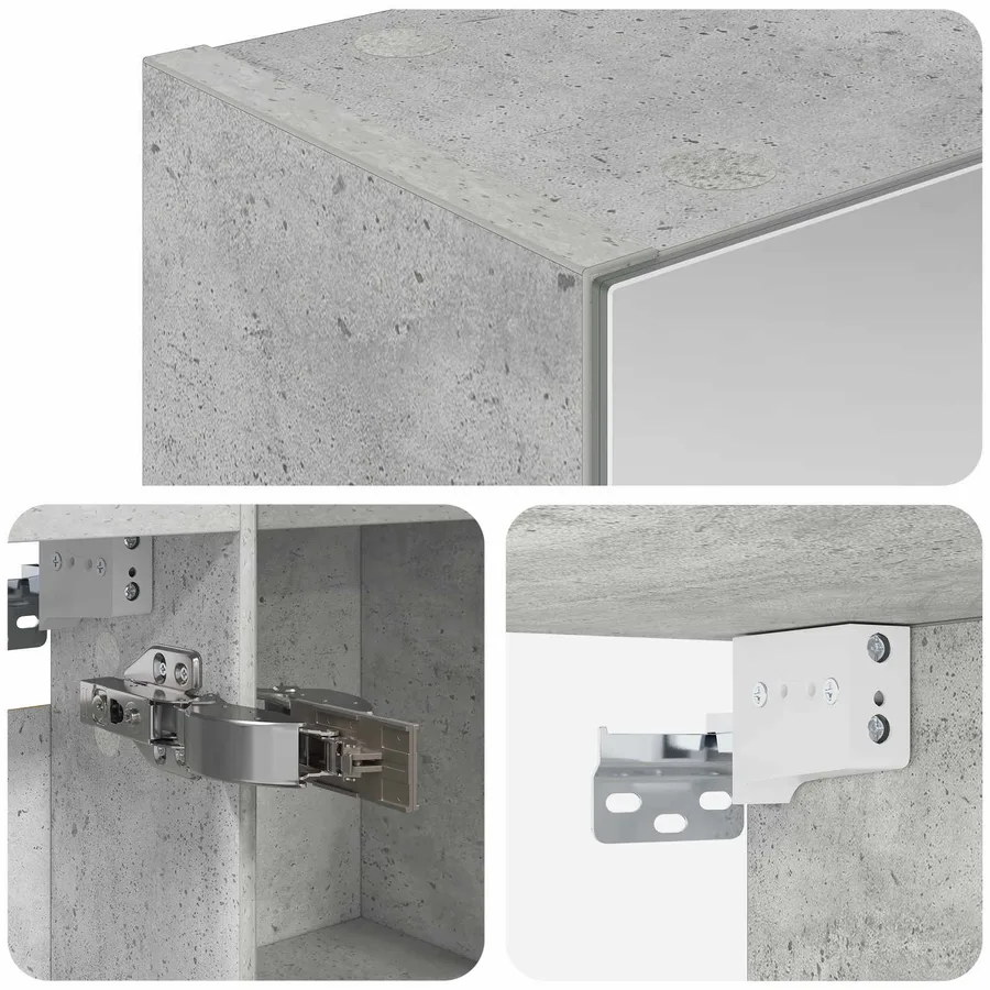 Armoire Miroir de Salle de Bain Gris béton 50 x 14,5 x 70 cm - 9