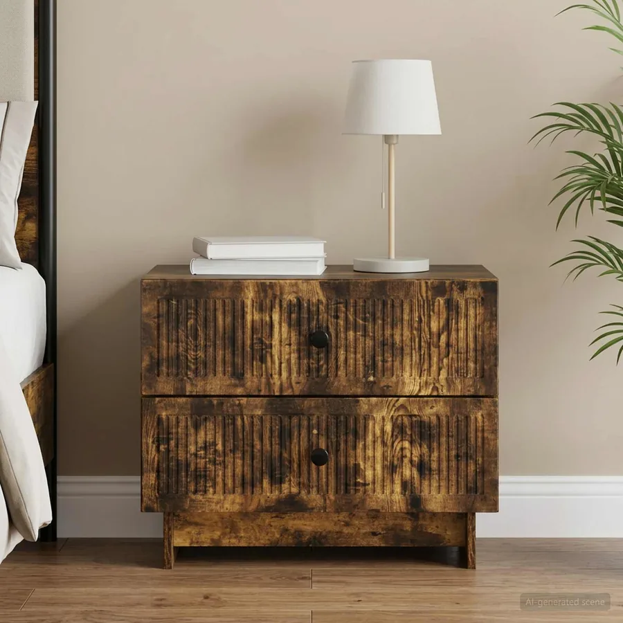 Cabinet de chevet avec tiroir Chêne fumé 62 x 34,5 x 47,5 cm