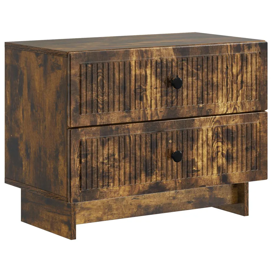 Cabinet de chevet avec tiroir Chêne fumé 62 x 34,5 x 47,5 cm - 2