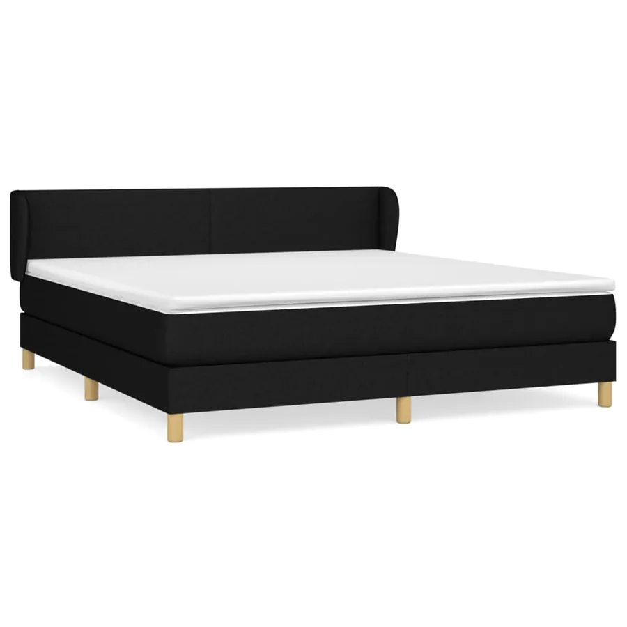 Sommier à lattes de lit avec matelas Noir 160x200 cm Tissu - 2
