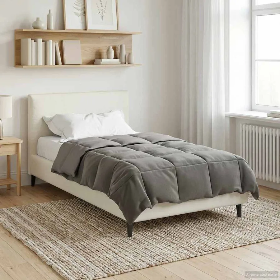 Duvet d'été simple Matelassé Gris clair 140 x 200 cm Microfibre - 4
