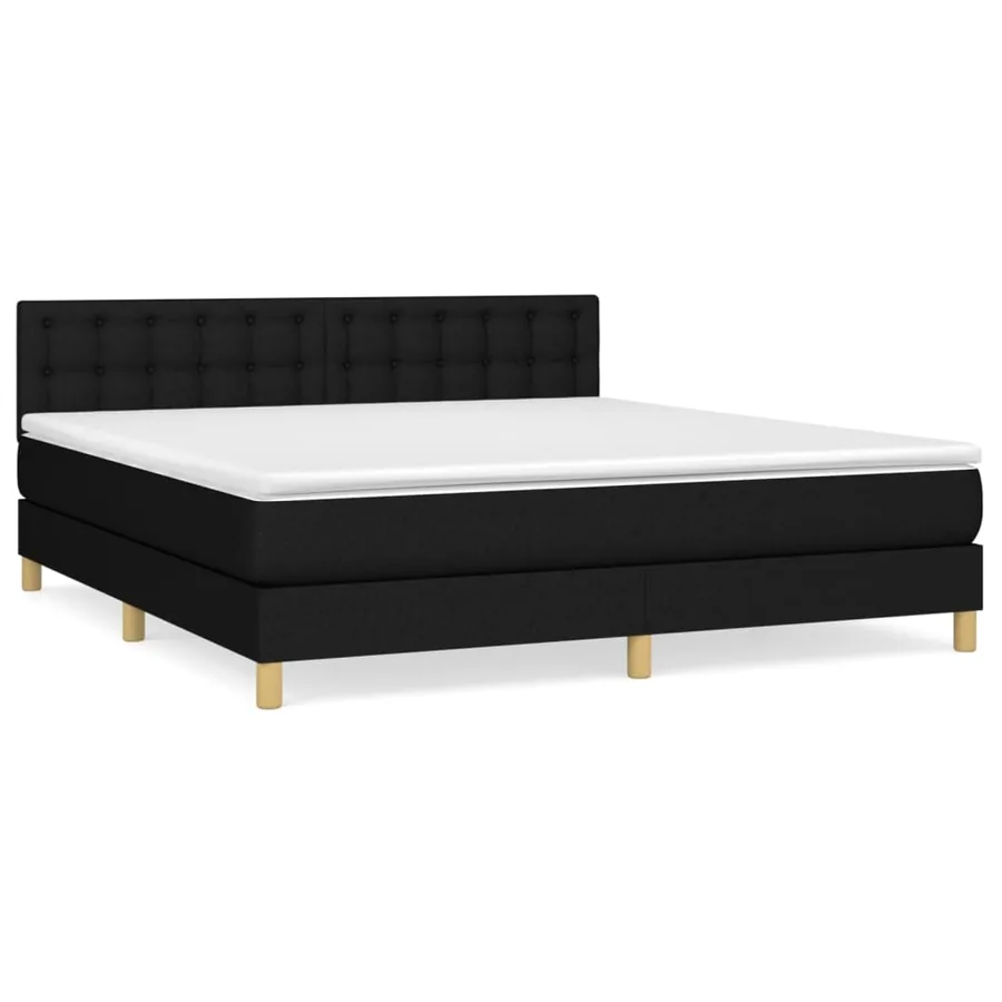 Sommier à lattes de lit avec matelas Noir 160x200 cm Tissu - 2