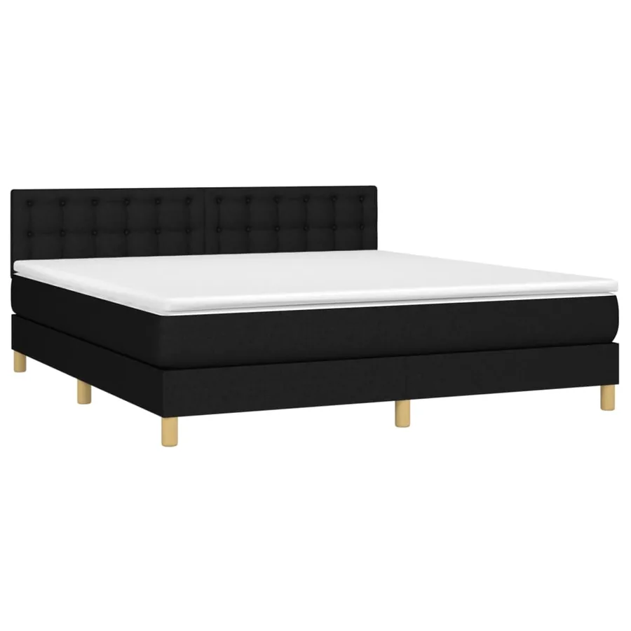 Sommier à lattes de lit avec matelas Noir 160x200 cm Tissu - 3