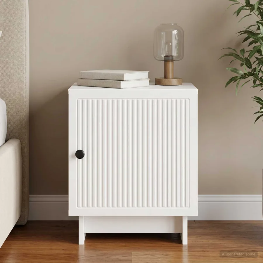 Cabinet de chevet Blanc brillant 43 x 34,5 x 50 cm