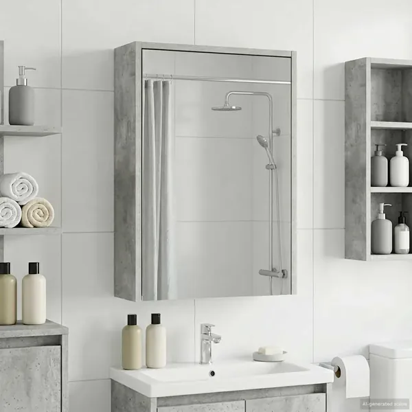 Armoire Miroir de Salle de Bain Gris béton 43 x 16 x 62.5 cm