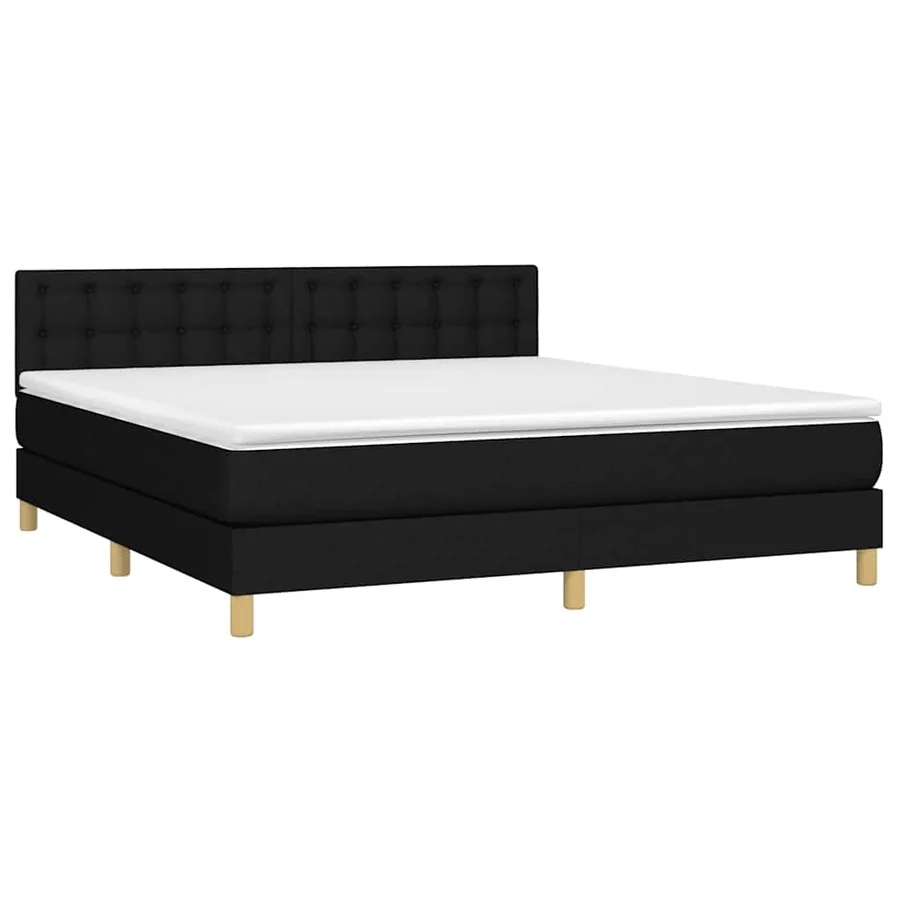 Sommier à lattes de lit avec matelas LED Noir 160x200 cm Tissu - 3